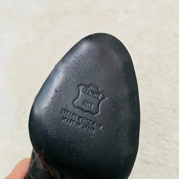 Stuart Weitzman - Shalimar Black Fireworks Mesh Lace Heels - Picture 6 of 8